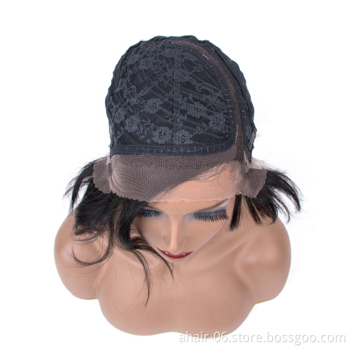 Hot selling Brazilian Remy pexie Short Lace Front Human Hair Wigs For black women for summer